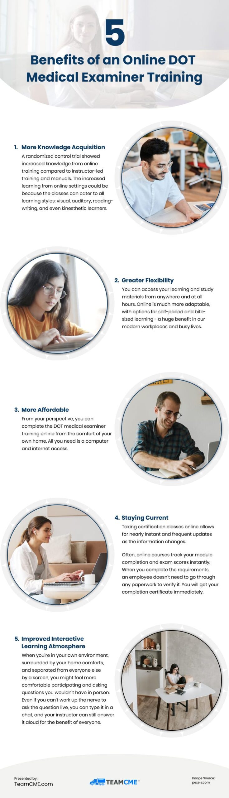 5 Benefits of an Online DOT Medical Examiner Training Infographic