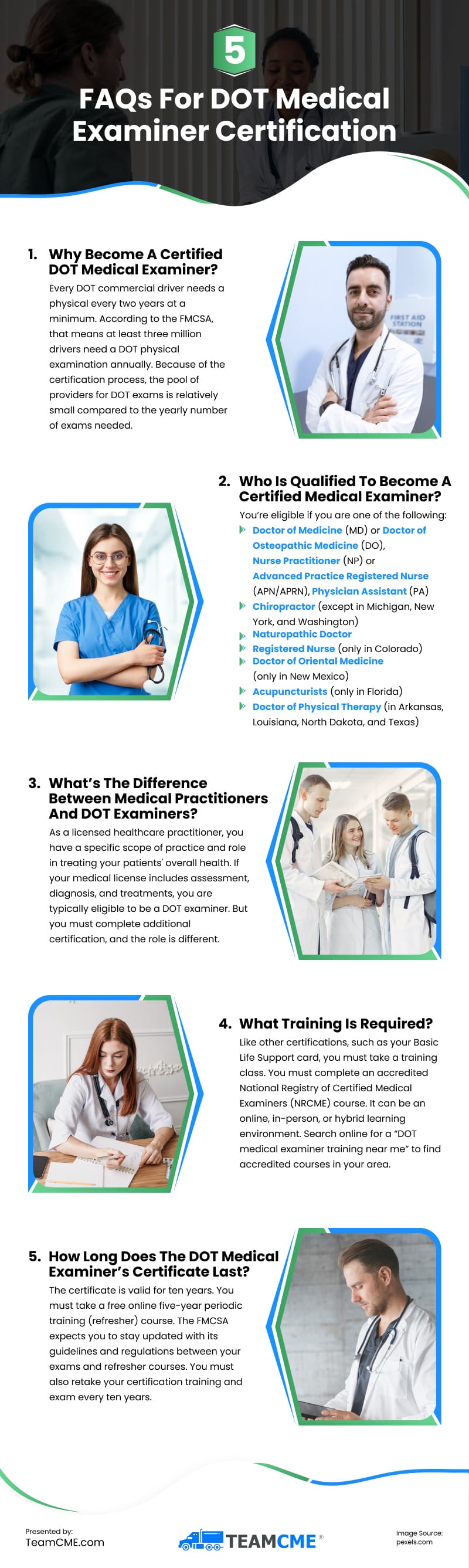 5 DOT Medical Examiner Certification Questions Infographic