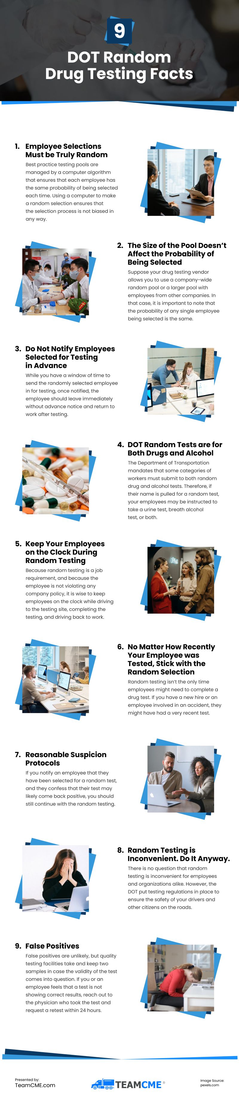 9 DOT Random Drug Testing Facts Infographic