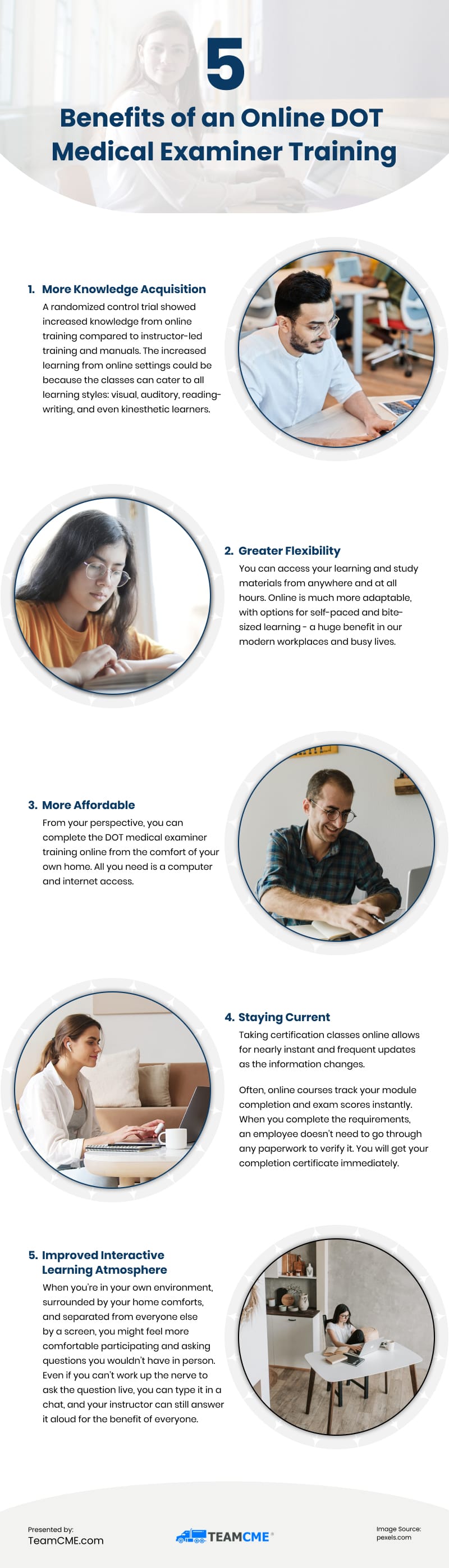 5 Benefits of an Online DOT Medical Examiner Training Infographic